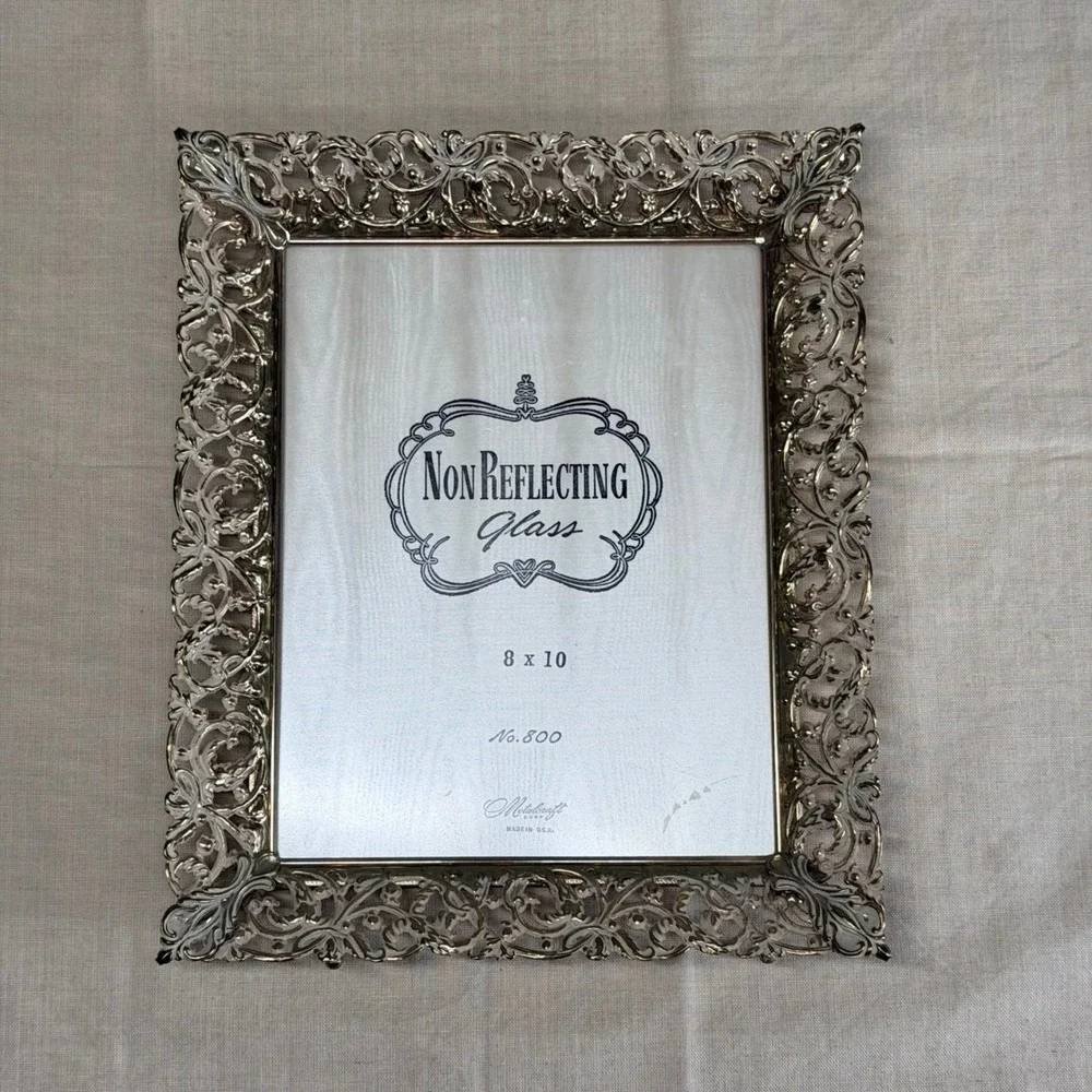 Vintage Metalcraft Silver Filigree Wall Picture Frame 8x10 Ornate Hanging Frame